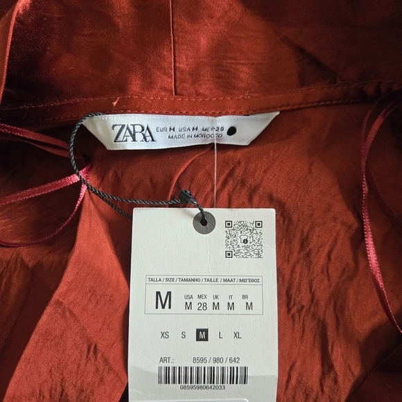 New Zara Woman Collection ZW Satin Effect Wrinkle Wrap Kimono Robe Dress NWT - Picture 12 of 12